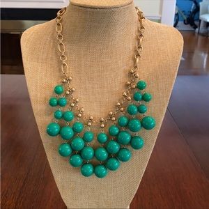 Stella&Dot Green Gold Vintage Jolie Beaded Bib Statement Necklace Retired Sample